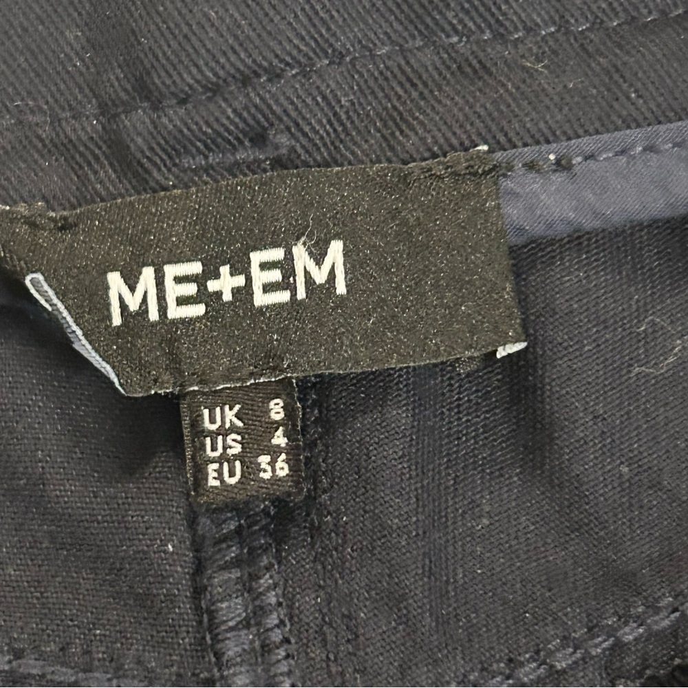 Me + Em Navy Blue Combat Trousers Size 4 Side Pockets 100% Cotton Pleat - Picture 6 of 7